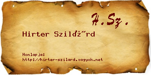 Hirter Szilárd névjegykártya